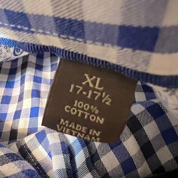 Tasso Elba Mens Button Down Dress Shirt w Contrast Cuffs Big Tall 17-17.5” Neck - Picture 7 of 12